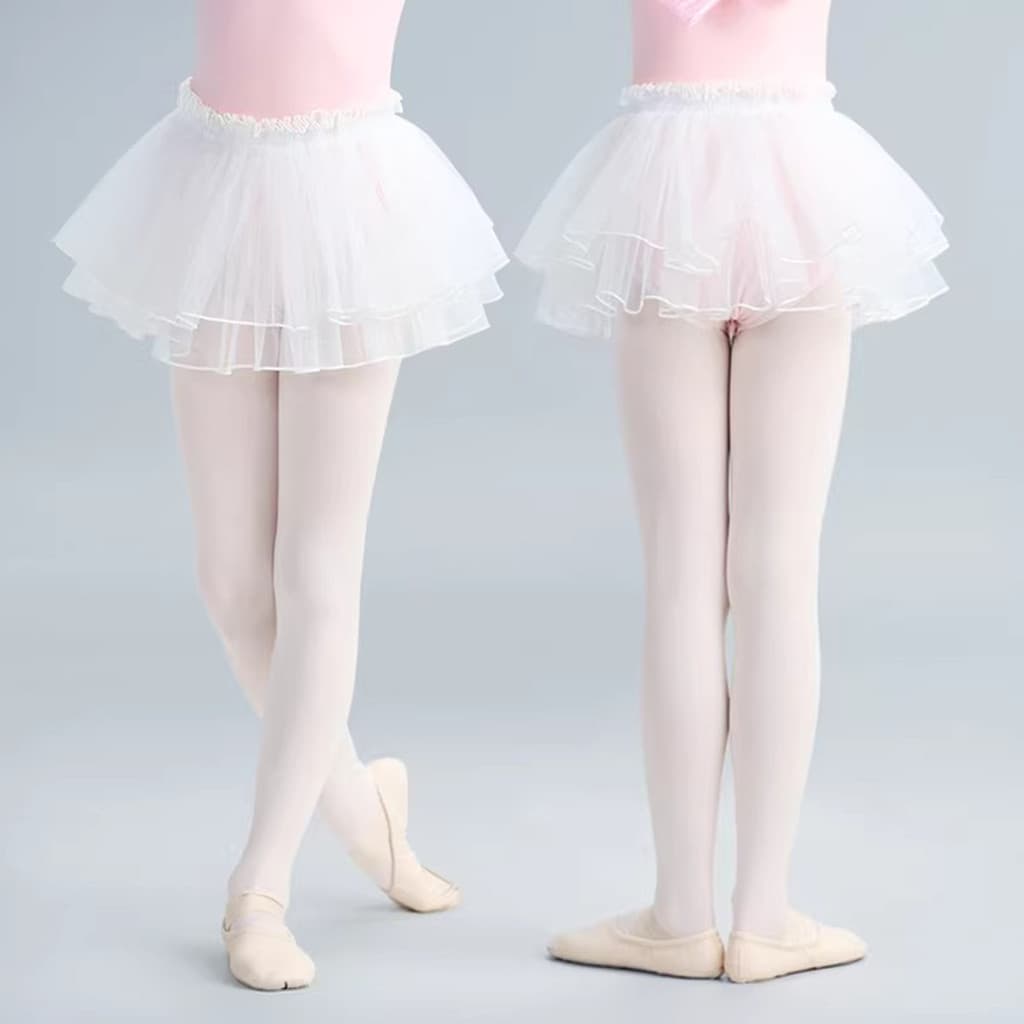 Saia de dança infantil Pettiskirt para meninas saia branca de dupla camada de gaze macia saia de balé saia de dança de b