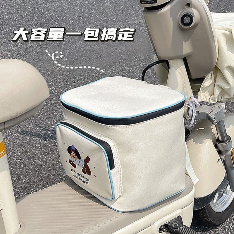 Bolso de armazenamento frontal para veículo elétrico, bateria, decoração de motocicleta, produtos de equitação lateral t