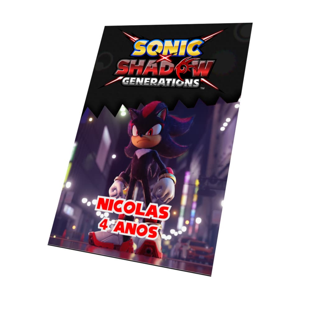 Livrinho De Colorir Sonic E Shadow  Lembrancinha Personalizada com Nome e Idade