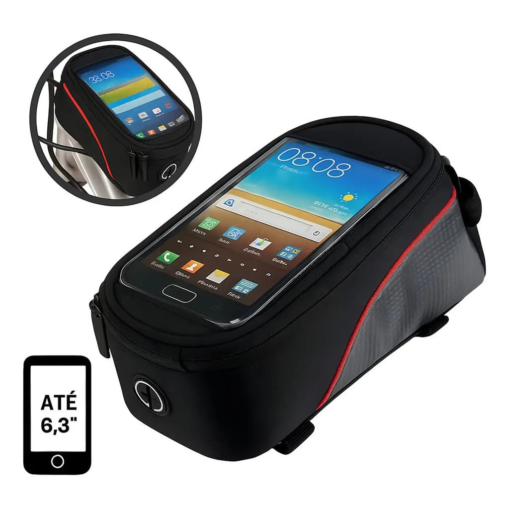 Bolsa impermeável para celular em quadro de bicicleta, bolsa de armazenamento de acessórios e ferramentas, capa protetor