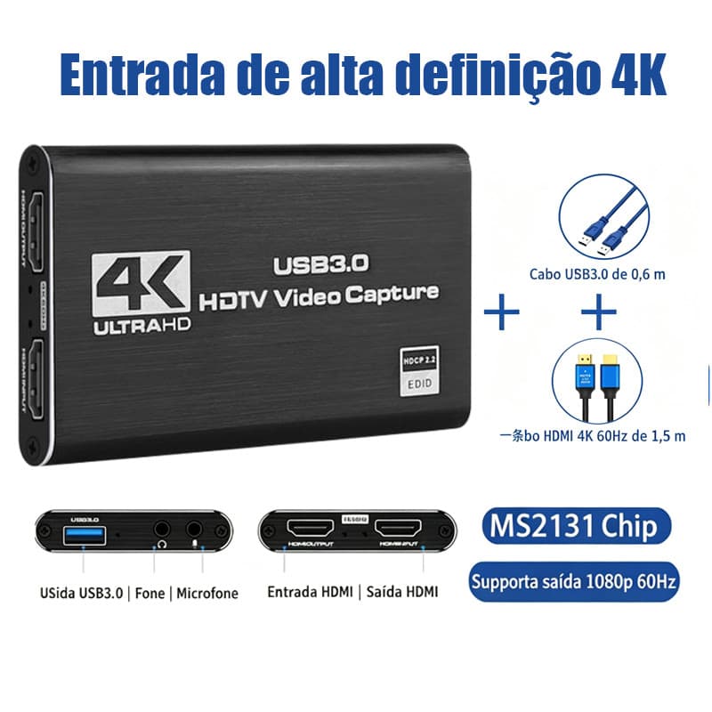 Placas de captura de vídeo Captura de alta definição HDMI Gravação em A transmissão ao vivo é fluida e ininterrupta.