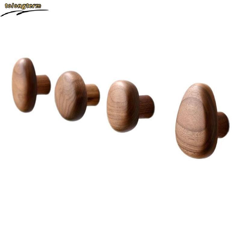 Gancho De Parede Em Forma De Seixo , Cabide De Roupas De Madeira Natural , Chave Decorativa , Chapéu , Cachecol , Bolsa
