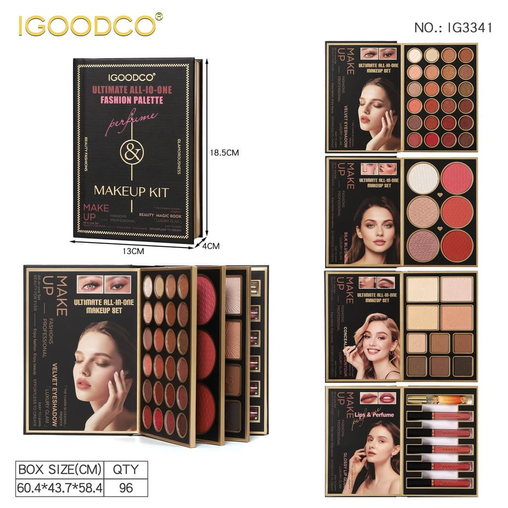 Nova paleta de sombras em formato de livro com acabamentos perolados, foscos, brilhantes e com lantejoulas para maquiage