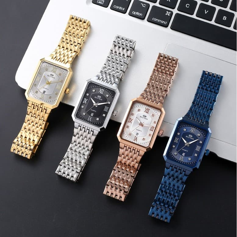 Zhizai quadrado de aço inoxidável simples High-End relógio quadrado menino relógio masculino calendário à prova dwaterpr