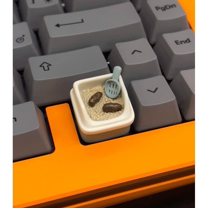 Caixa de areia para gatos, tecla engraçada em formato de cocô de gato, tecla criativa para teclado mecânico, presente pa