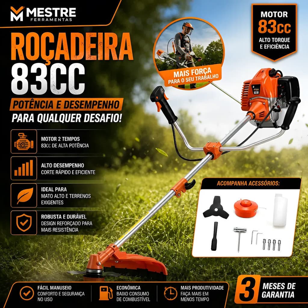 Roçadeira Aparador De Grama Cortador 83cc 3.5hp KASAC  IMPORTADO FRETE GRATIS