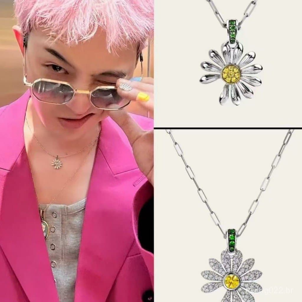 Kpop Idol G-DRAGON Daisy Flower Colar GD Acessórios De Moda Coreanos