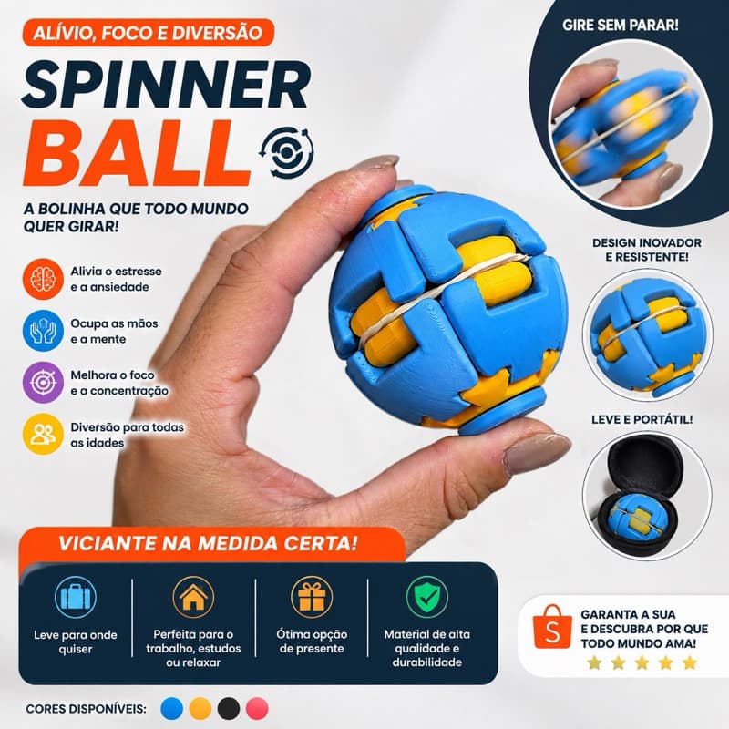 Recurso Terapêutico Bolinha Giratória Spinner ball Transformador Brinquedo Mágico Ansiedade Anti Estresse ASMR Criança