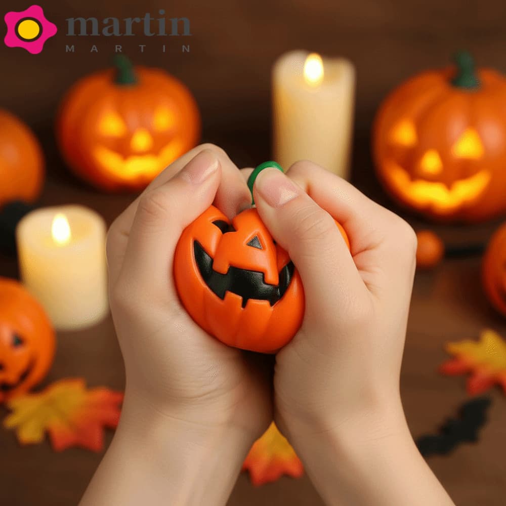 MARTIN Slow Rising Squishy , Brinquedo Leve De Apertar Abóbora Em Forma De 3D TPR Macio E Relaxante Laranja Brilhante