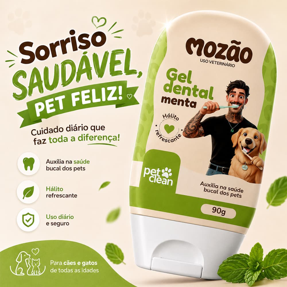 Creme Dental Para Cachorro e Gato Pasta De Dente Mal Hálito Tártaro Saude Bucal Sabor Menta