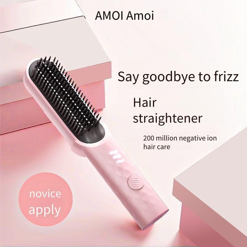Pente de alisamento de cabelo sem fio recarregável portátil íon negativo ondulação reta dupla utilização portátil novo e