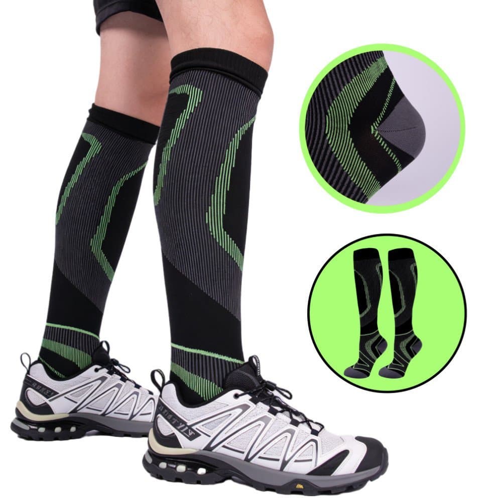 Kit 3 Meias de Compressão Esportivas Cano Alto Respirável Esportivas para Corrida e Ciclismo