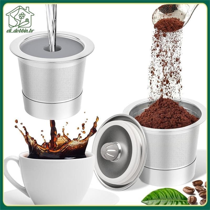 Copos K Reutilizáveis De 2 Pacotes Para Cápsulas De Café Recarregáveis De Copo De Aço Inoxidável De 1.0 , E Filtros De M