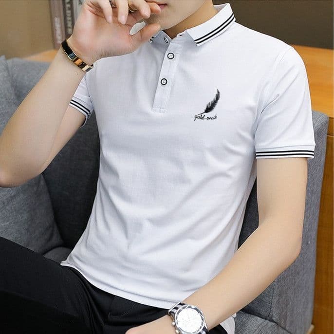 Camisa polo masculina gola camiseta verão camisa polo de manga curta impressa camisa polo de negócios