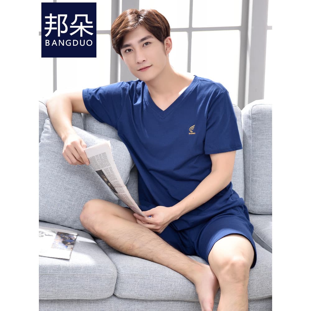 Verão pijamas de manga curta masculino puro algodão Shorts verão estilo fino 2026 novo estilo algodão masculino Homewear