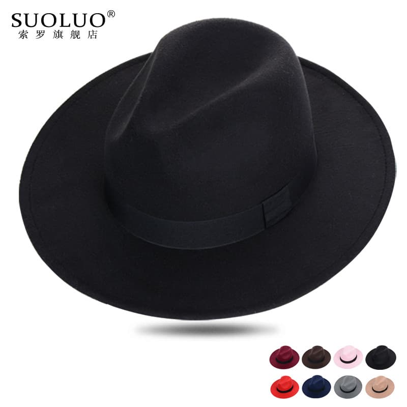 Chapéu masculino britânico preto cartola Shanghai Retro grande borda Jazz cavalheiro dança chapéu mágico chapéu panamá