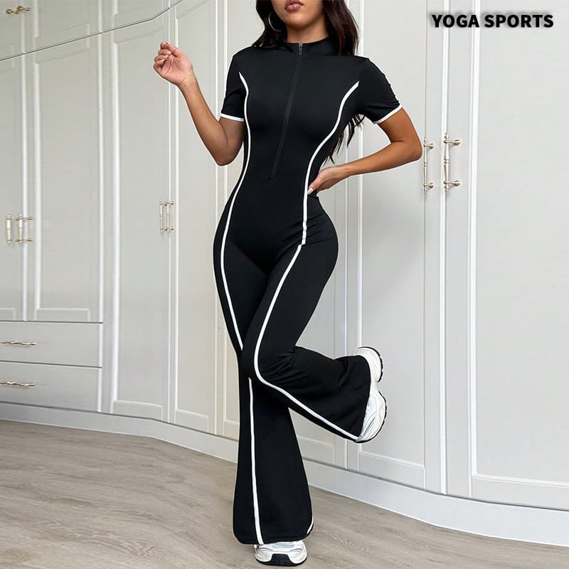 Macacão De yoga Contrastante Feminino , Secagem Rápida fitness Estiramento TK casual micro pull Roupas Esportivas De Uma