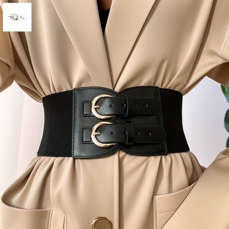Cinto Largo Feminino Com Fivela De Metal Dourado Ajustável | Moda Casual Formal E Elegante Para Festas Diárias