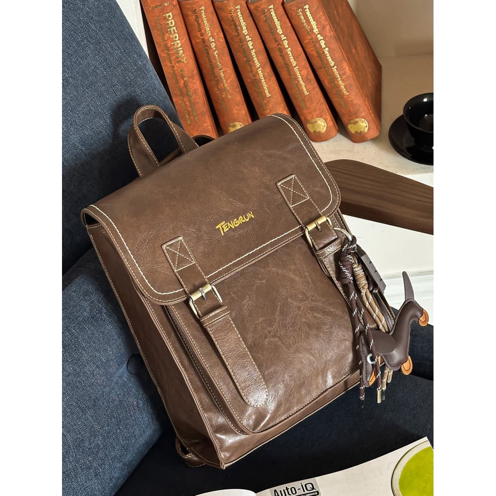 Estilo britânico Retro mochila feminina Commuter couro do plutônio textura mochila 26 novo estilo Vintage JK estilo Prep