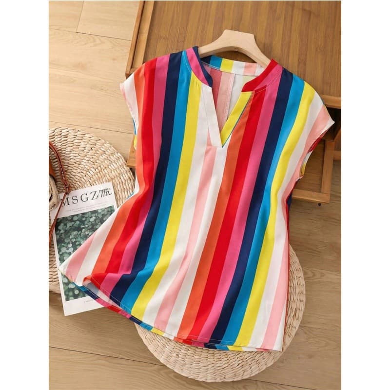 XL-4XL Verão Blusa Feminina chiffon Senhoras Topos Listrado Camisa Topo