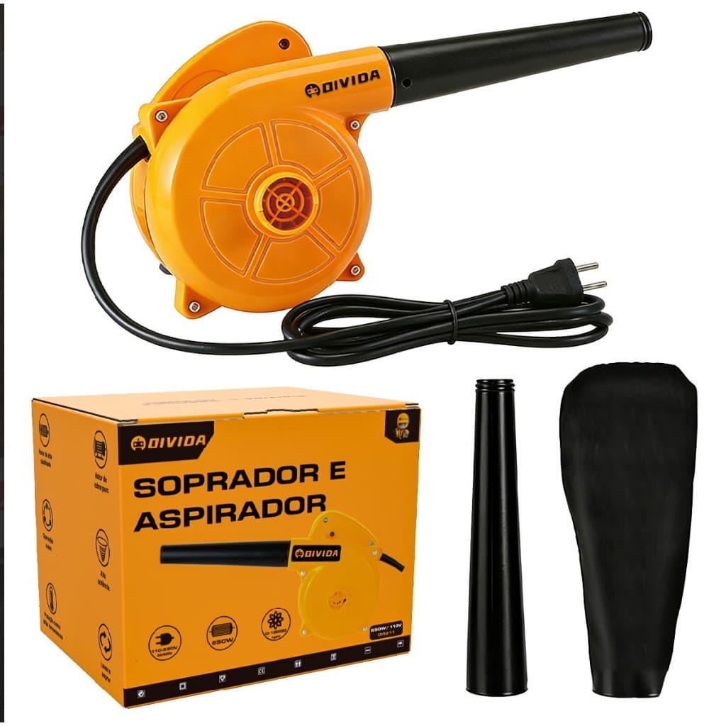 Soprador Aspirador Elétrico 2 em 1 Com Saco Coletor 650W  Folhas E Resíduos Forest Jardim