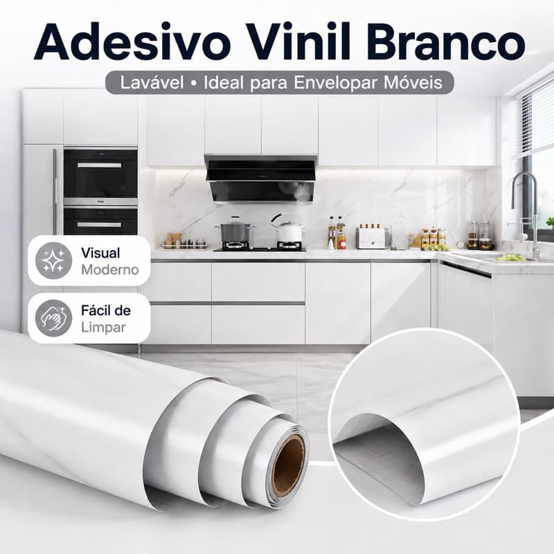 Adesivo Vinil Branco Parede Envelopamento Móveis Decoração lavável