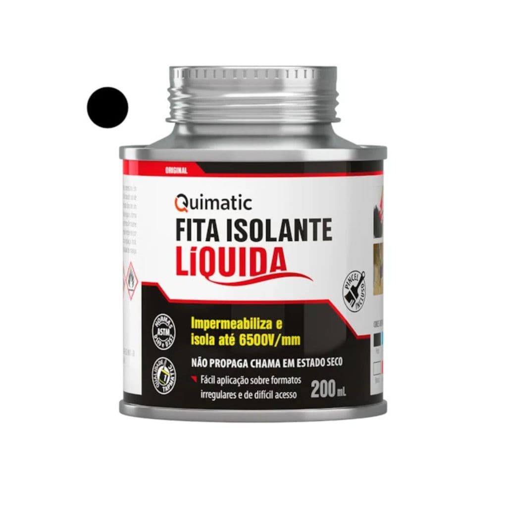 KIT 3 FITA ISOLANTE LÍQUIDA QUIMATIC 200ML PRETA BD1 TAPMATIC