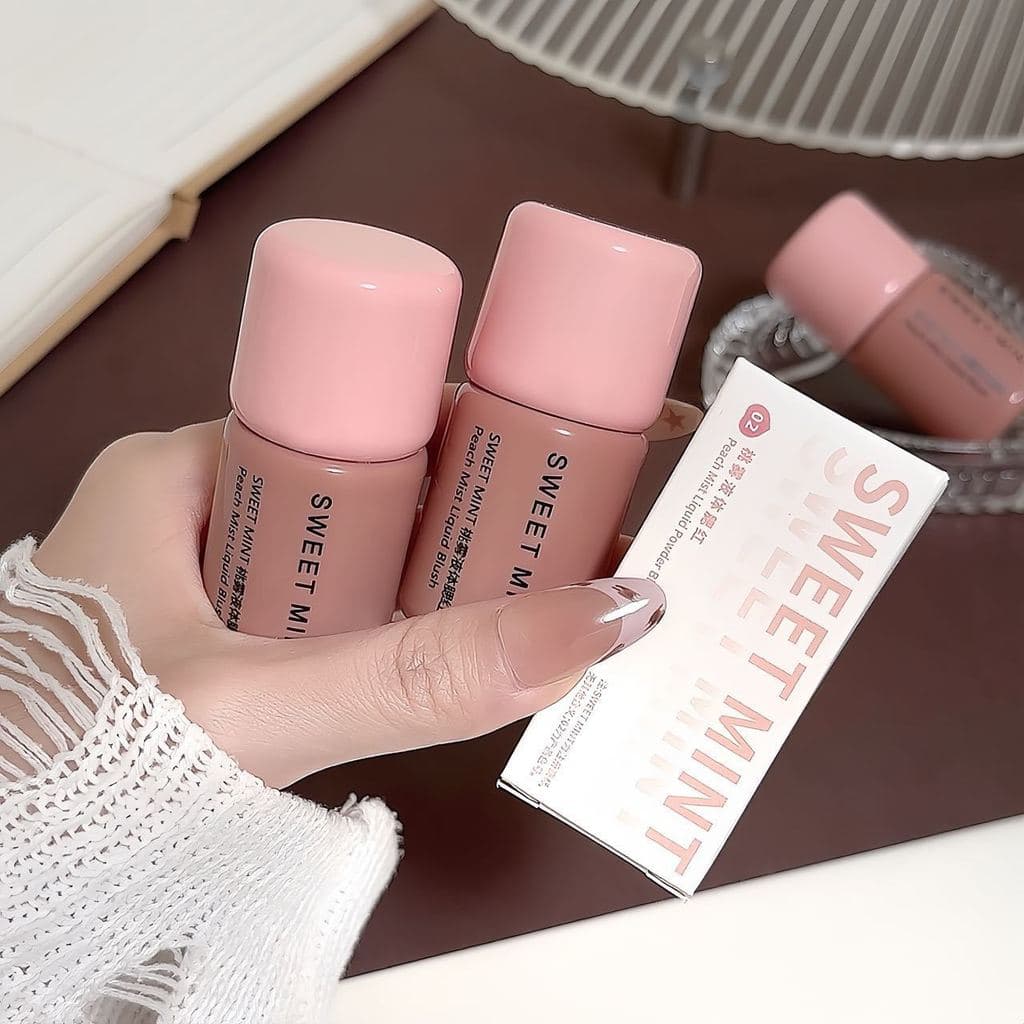SWEET MINT Pêssego Névoa Líquido Blush Transparente Natural Blush Rosto Brilhante Vem com Atmosfera Blush Líquido Corean
