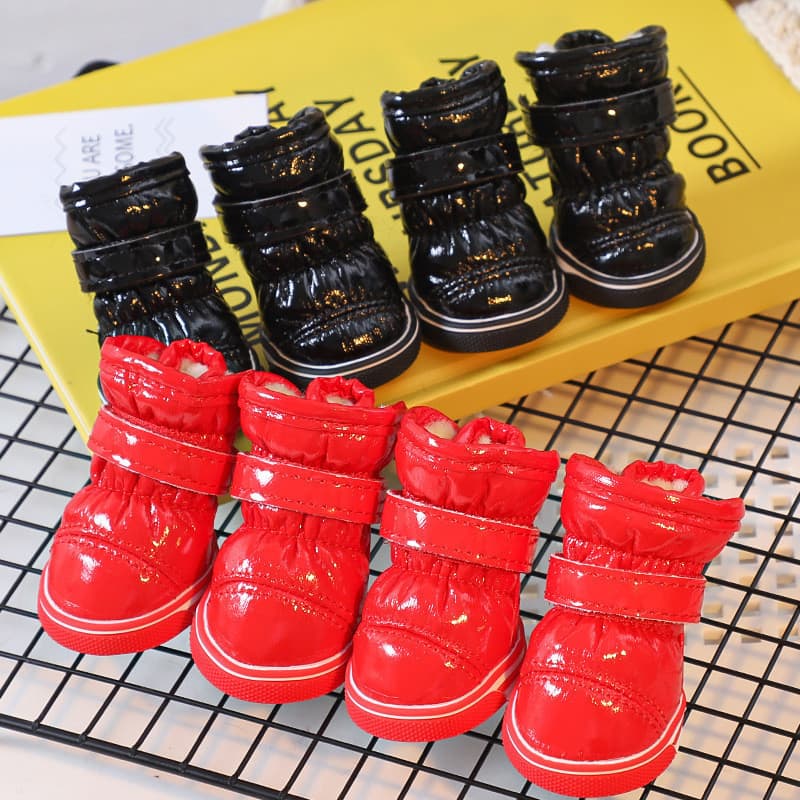 Sapatos para cães, sapatos de algodão para animais de estimação, botas de neve de inverno, conjunto de 4 peças, sapatos