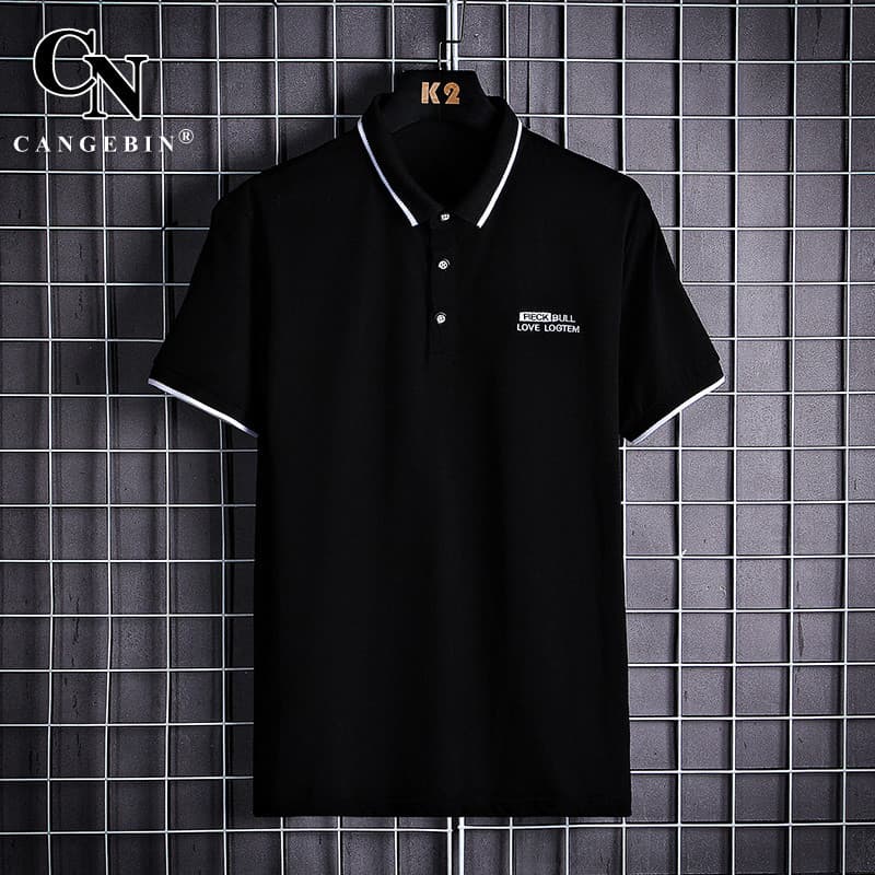 Camiseta de manga curta camisa polo masculina gelo mercerizado algodão puro tamanho grande lapela High-End 2025 novo est