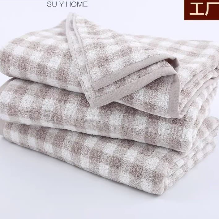 Nantong Suyi bens domésticos estilo japonês toalha de banho algodão xadrez toalha de banho Terry toalha macia banheiro s