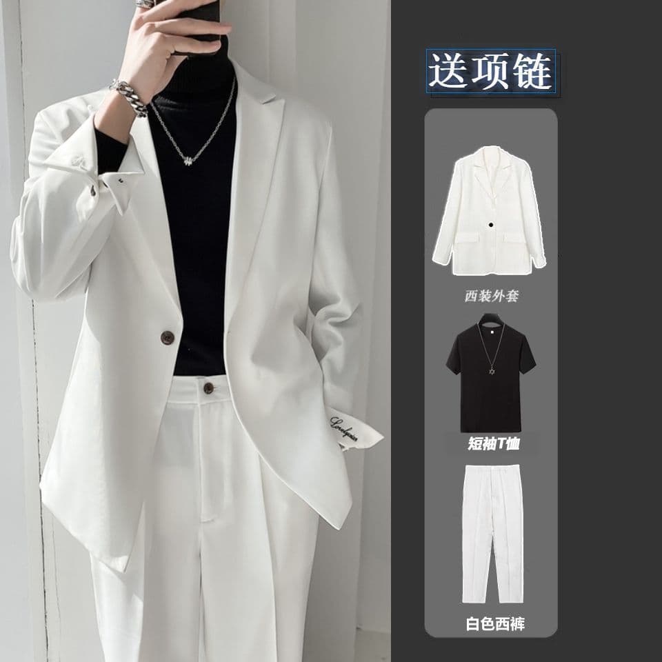 Terno Casual masculino luz estilo maduro versão coreana na moda Yuppie bonito pequeno terno bordado frito rua High-End c