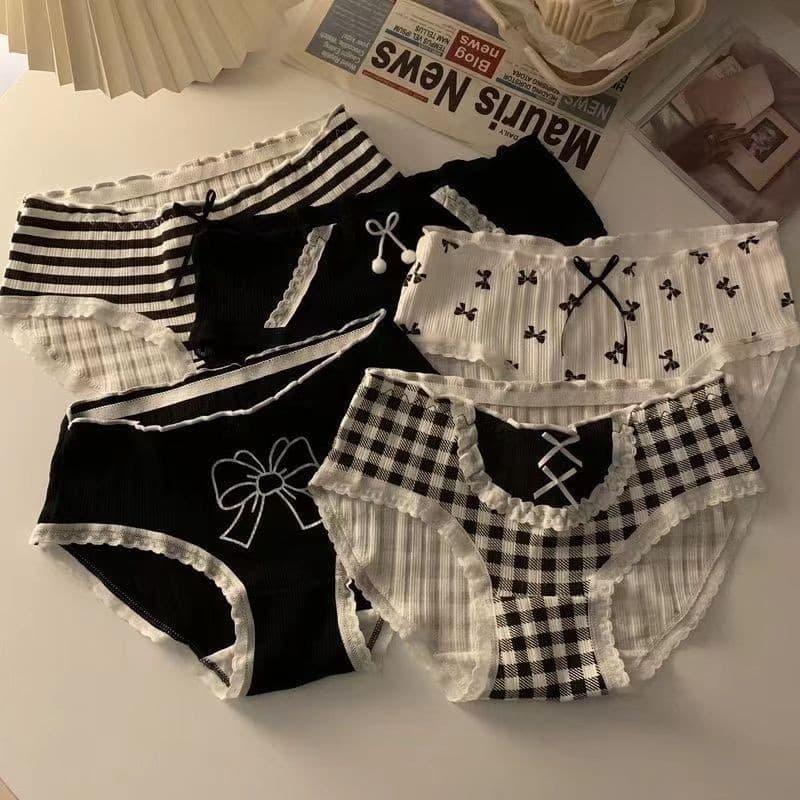 Disney crianças de cintura média preto branco roupa interior feminina respirável menina estudante puro algodão virilha a