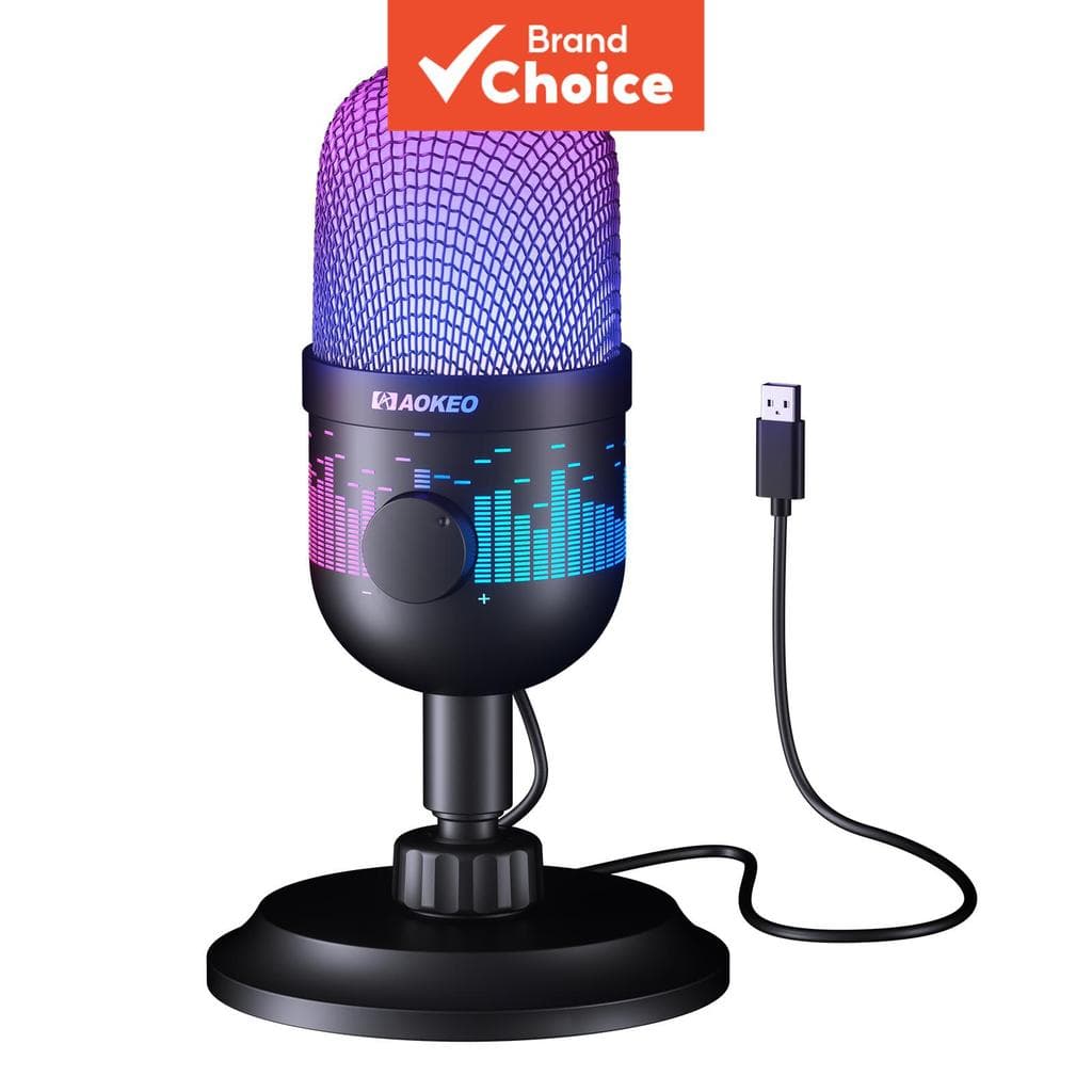Microfone de jogos Aokeo, Microfone para computador USB para PC, Mac, PS4/5, Microfone condensador para podcast para
