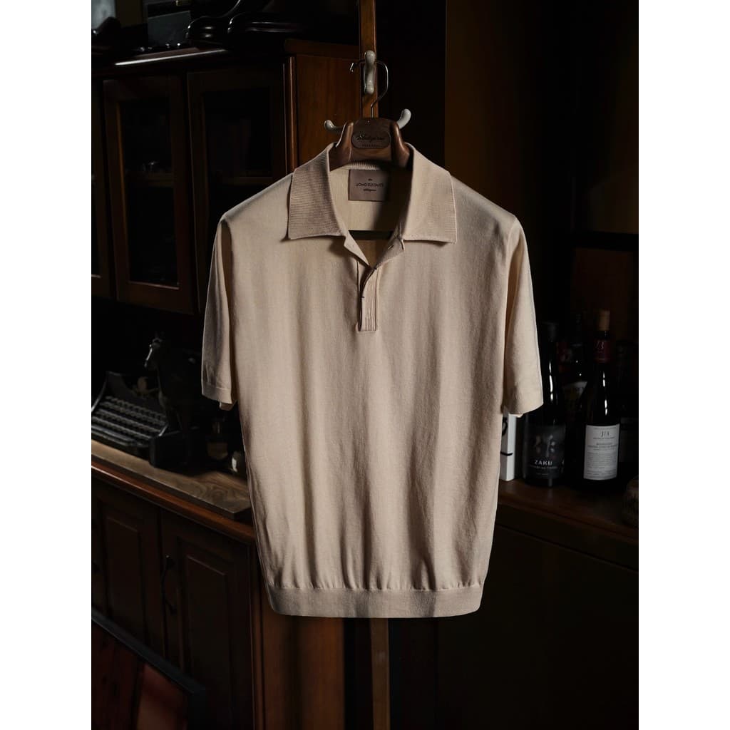 UomoElegante Chengyi | Polo de algodão penteado escondido algodão polo puro algodão camisa polo de manga curta