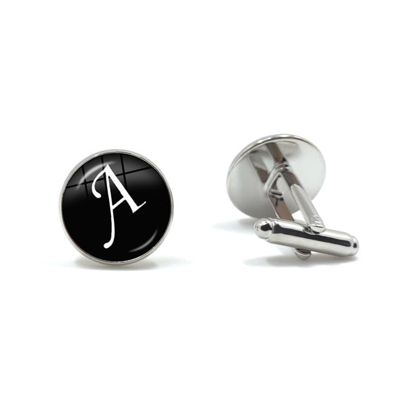 Wish AZ 26 Abotoaduras com letras em inglês Time Gem Camisa francesa Abotoaduras Cuff Nails