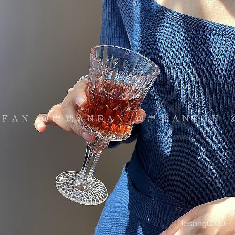 Copos de champanhe de vidro com relevo moderno, taças de vinho tinto, taças de vinho de alta qualidade, elegantes taças