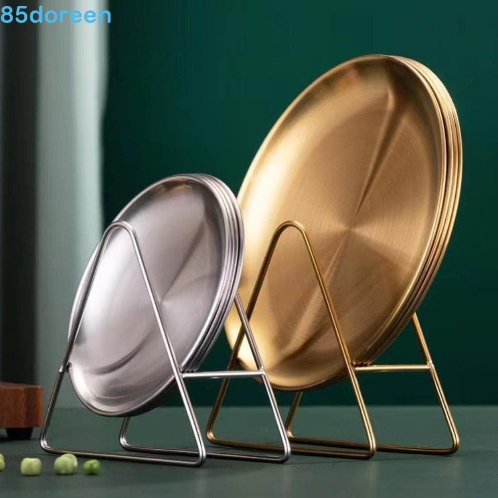 Placa De Aço Inoxidável De 5 Pces , Bandeja Decorativa Do Lanche À Prova De Ferrugem , Inferior Rasa Inquebrável Reusáve