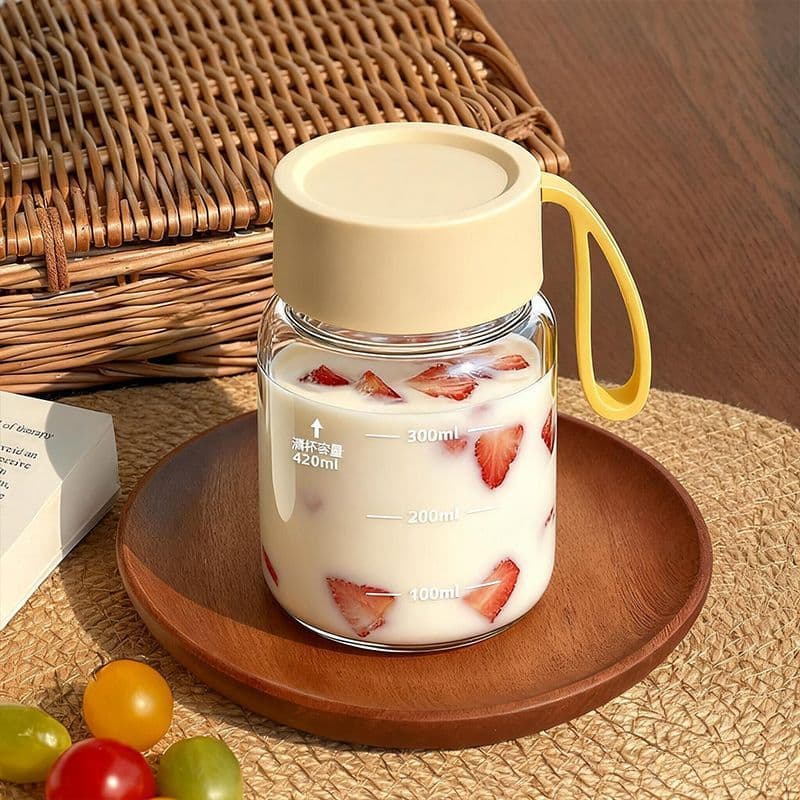 Copo de vidro resistente a altas temperaturas 420ml, copo de leite, balança portátil, copo de água, café, viagem, leite