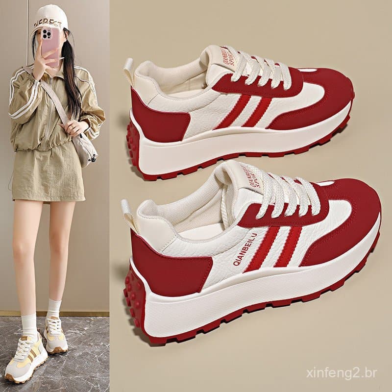 Tênis estilo «dad shoes» com aumento de altura interno, tênis de corrida 2026, tênis casuais femininos DE8D