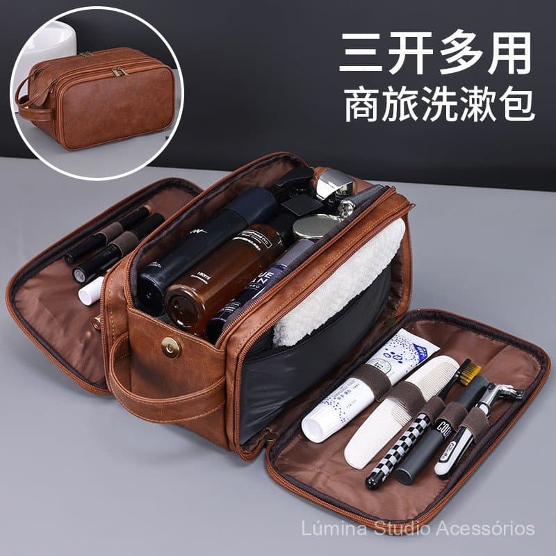 Mochila de viagem e ginástica masculina grande em couro PU, com compartimento separado para itens secos e molhados, esti