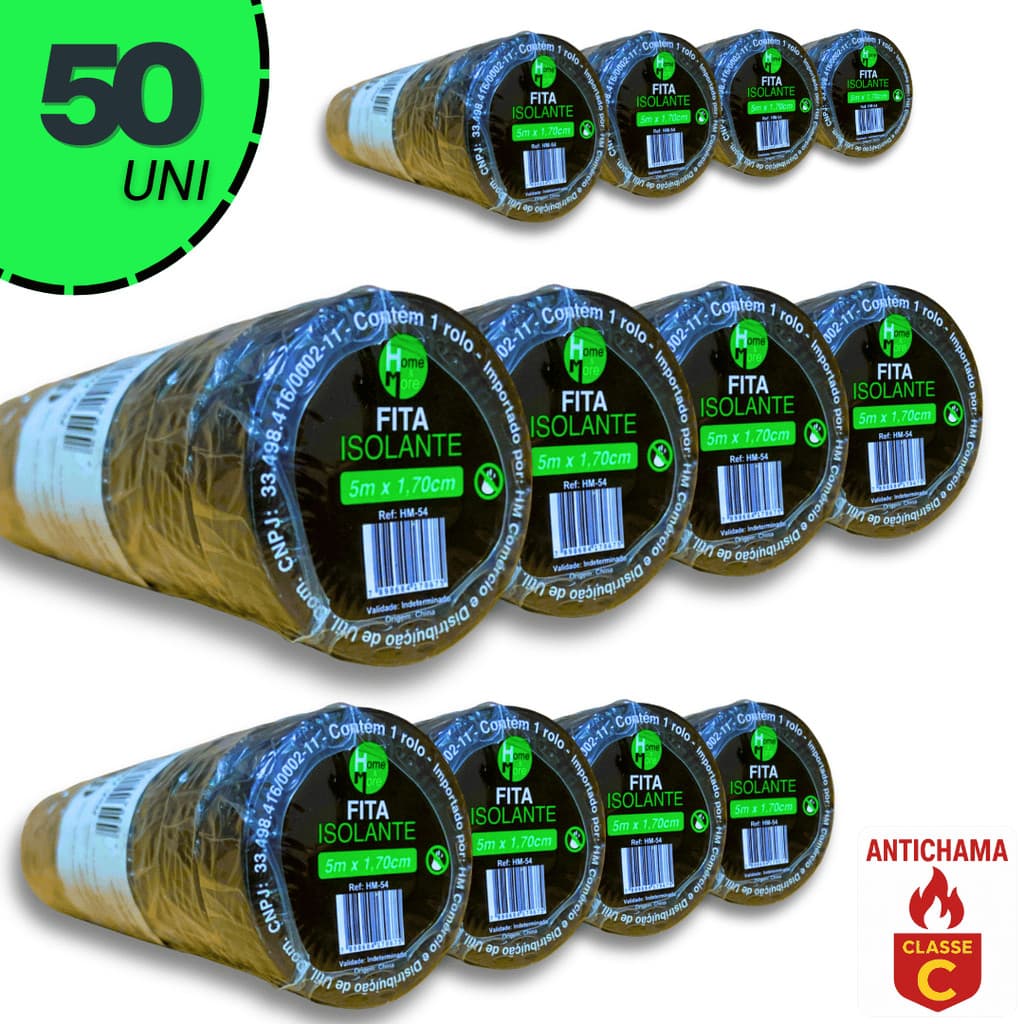 Kit 35 / 25 Fita Isolante 5M Para Eletricista Fita Isolanti Uso Industrial E Domestico Resistente Para Eletricista
