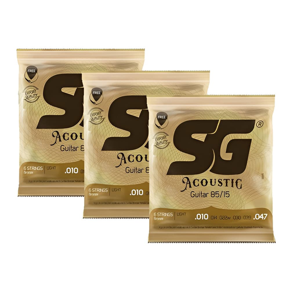 Kit 3 Encordoamentos Violão Aço SG Bronze 010 Cód 6685