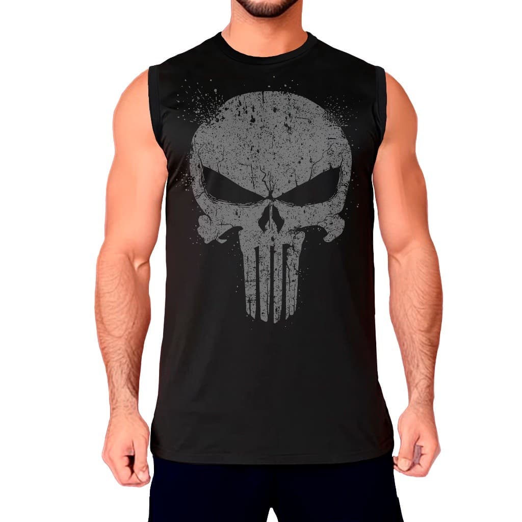 Regata Masculina Homem Academia Estampa The Punisher Caveira
