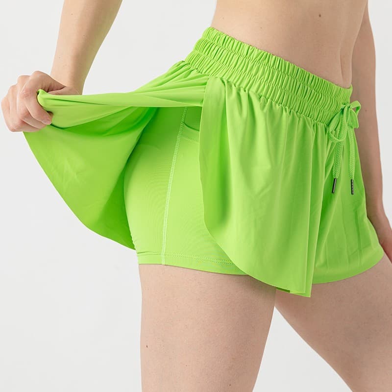 Shorts esportivos femininos elegantes forro com forro de elastano 2 em 1 saia borboleta de tênis juvenil adequada para F