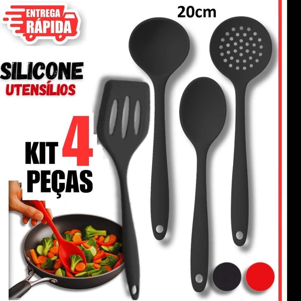 4 Peças de 20cm Concha, Colher de Arroz e Escumadeira Para Fritura Espátula Vazada Premium