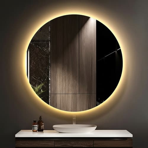 Espelho Redondo Led Quente 60cm  Iluminação Design Moderno