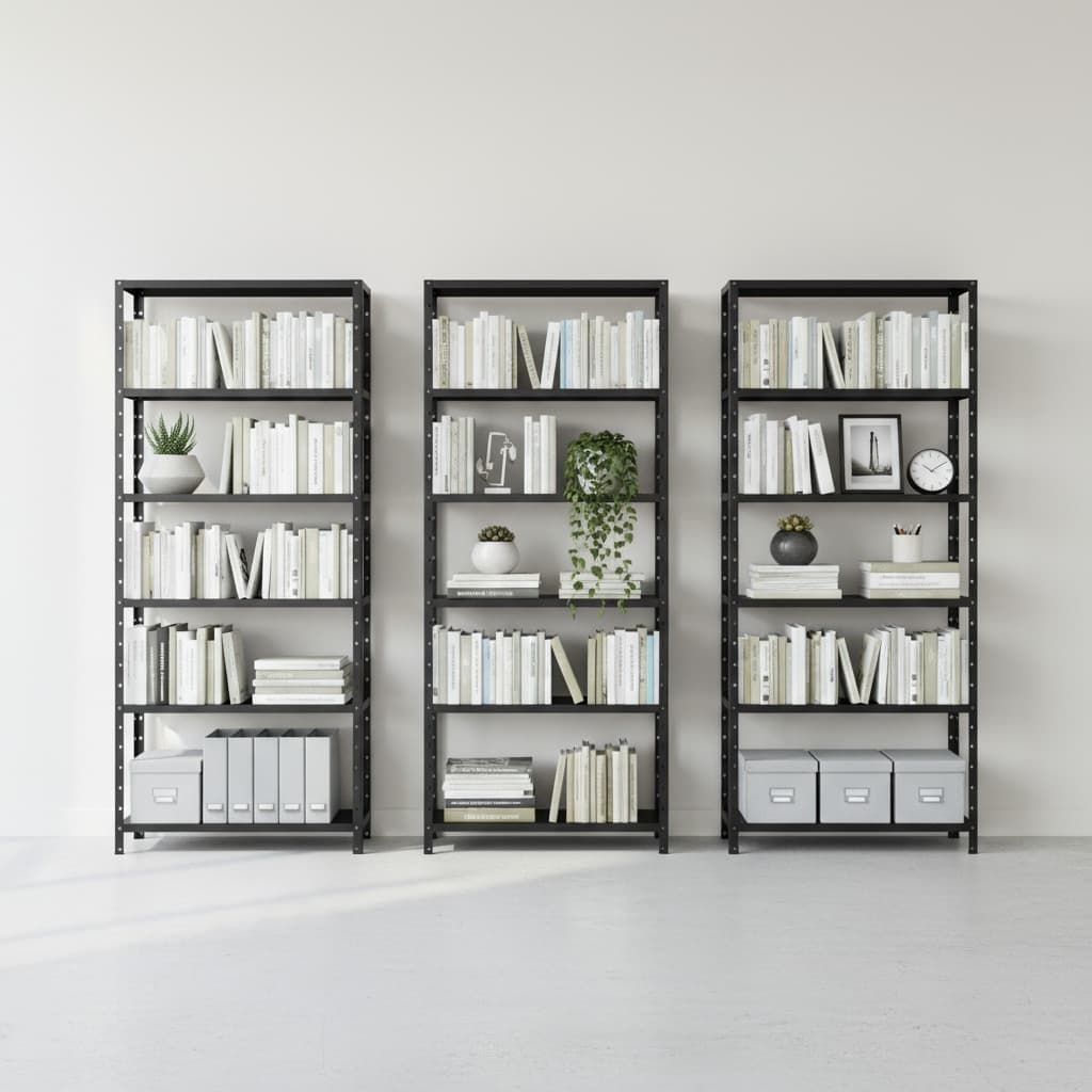 Kit 3 Estante 6 Prateleiras De Aço Ferram Livros Quarto Cozinha