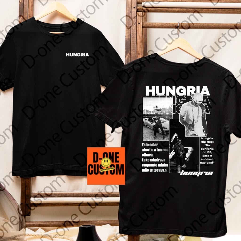 Camisa Camiseta Hungria HipHop Montagem Show Rap Homenagem Cama de Casal Algodão Carros Favela