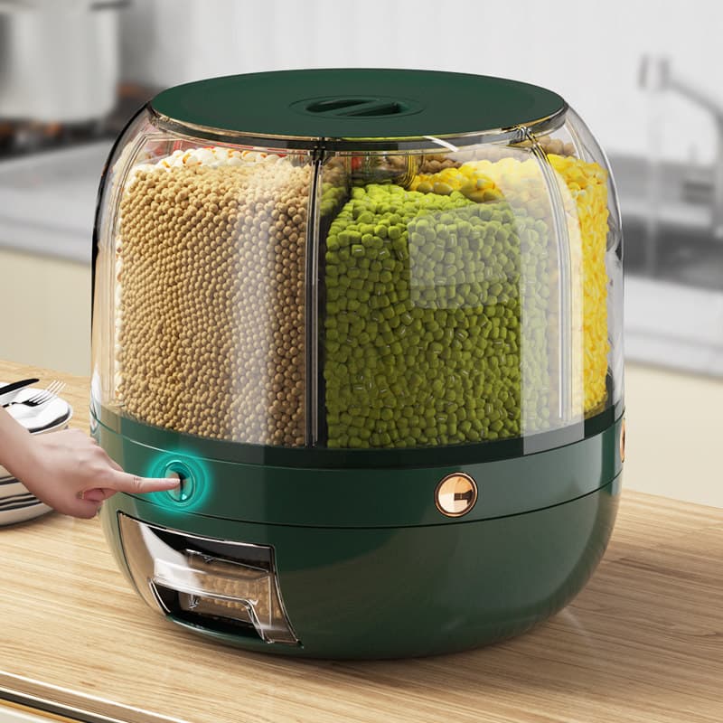 Balde de arroz doméstico selado caixa de armazenamento de arroz rotativo à prova de insetos à prova de umidade armazenam